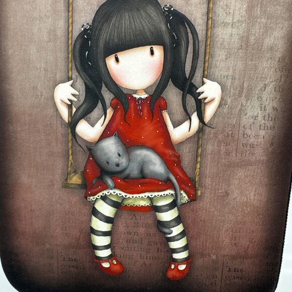 Santoro's Gorjuss iPad Tablet Computer Cover 7.5"x10" Animae Art Girl Swing Cat - Picture 6 of 12